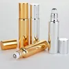 10 ml UV-Roll-on-Flasche Gold und Silber ätherisches Öl Stahl Metall Rollerball Duft Parfüm LX7536