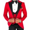 3PCS Rosso Abiti Da Uomo Slim Fit Smoking Dello Sposo Abito Da Sposa Per Gli Uomini 2020 Groomsman Usura del Lavoro Mens Blazer Giacca Ropa De Hombre