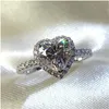 Heart-shaped Diamond Rings for Women S Sier Wedding Engagement Jewelry Cubic Zirconia Stone Elegant Ring Accessories