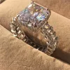 Olśniewający obietnica pierścień 925 Sterling Silver Princess Cut Diamond Zaręczyny Zespół Ślub Pierścień Dla Kobiet Mężczyzn Palec Biżuteria