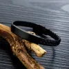 Mode-sieraden Heren Zwarte Charme Handgemaakte Gevlochten Leren Armband Vinden Van Roestvrij Staal Ontwerp Diy Punk Hip Hop Armbanden Voor Heren7098880