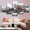 キャンバスの写真ポスターモジュラープリントウォールアート5ピースオートバイの黒と白の絵画装飾リビングルームまたはベッドルームノーフレーム274p