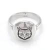 Anillo de plata esterlina S925 Cabeza de gato retro anillo de plata de ley Personalidad de moda estilo punk pareja anillo