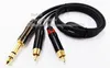 Kablar, 6.35mm Stereo Man till Dual RCA Male Plug Connector Adapter Highfidelity Audio Spliter Cable 1m / 1pcs