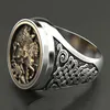 Bague Souveraine Vintage Hommes St George Portrait Or Cavalerie Romaine Dragon Anneaux pour Femmes Boho Mythologie Nordique Viking Bijoux5554008