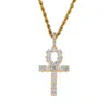 Wholesale-Copper Setting CZ Cross Pendant Hip Hop Zircon Necklace Jewelry CN019