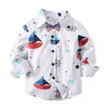 Fashion kids boys shirts cotton print baby boy shirt long sleeve flower white blouses oxford toddler girls blouse casual shirt