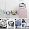 Crystal Clear Waterproof Cosmetic Bag Travel Toiletry Bag Set with Zipper PVC Makeup Pouch Handle Straps for Women Men Organizer Case wholes