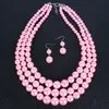 Handmade Pearls Necklace With Earrings Set Fashion Exaggerated Ladies String Artificial Pearl Clavicle Multilayer Chains 8 Colors Wholesale