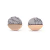 Fashion Joker Metal Stud Earrings Metal Chain Marble Accessories Triangle Stone Necklace Round Earrings Unisex