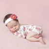 Europa Säugling Baby Floral Herz Spitze Strampler Fotografie Prop Langarm Strampler mit offenem Rücken 4880