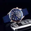 Cheap New 300M Diver 210.22.42.20.03.002 Two Tone Rose Gold Blue Bezel Blue Dial Automatic Mens Watch Rubber Strap Gents Watches Hello_watch