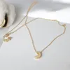 Collier pendentif croissant de lune, couleur or argent, mignon, Simple, rétro, tempérament fille, cadeau de fête de saint-valentin pour femmes