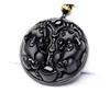 Dropshipping Chinese Carving Natural Black Obsidian Taiji Longfeng Bagua Wisiorek Biżuteria Dragon Phoenix Naszyjnik Hurtownie