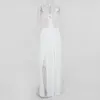Joyfunear plissé dentelle Maxi robe femme blanc rouge élégant longue robe évider licou fendu Sexy 2018 été robes