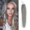 Brazylijski Dziewiczy Micro Włosy Przedłużanie Loop Micro Ring Hair Extension Real Remy Human Hair Gray Color 100g / 100s 14 "-24" Factory direct Cena