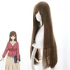 En gros livraison gratuiteDomestic Girlfriend Hina Tachibana Brown Cosplay Perruque Longue Cheveux Raides Pleine Perruque