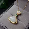 FashionJewelry Çin Stil 925 Gümüş kolye Parti 13 * 18mm Doğal Beyaz Yeşim Kolye kolye Moda Taş Kolye için