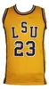 Pete Maravich #23 LSU 흰색 노란색 Tigers College 레트로 농구 유니폼 Mens Stitched Custom Any Number Name