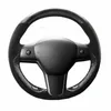 Alcantara capa envoltória de ponto de volante de couro de fibra de carbono para Tesla Model3223C