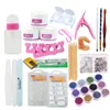 Kit de manicura acrílica para decoración de uñas, 12 colores, purpurina en polvo, decoración, pincel, herramientas de bomba de dedo postizo