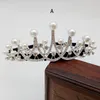 12 adet Glitter taçlar ve kızlar için tiara inci kristal kafa düğün çiçek kız Pageant balo doğum günü partisi saç dekorasyon