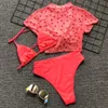 conjunto de bikini rojo para mujer