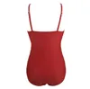 2019 Vintage One Piece Maillot De Bain Femmes Maillots De Bain Solide Monokini Rétro Body Beach Wear Noir Rouge Maillot De Bain Une Pièce Surf S265Z