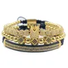 3 pezzi set braccialetto da uomo gioielli corona charms perline macramè bracciali intrecciatura uomo di lusso per le donne regalo di san valentino Christm248Z