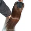 Paardenstaarten paardenstaart Clip in Hair Extensions Machine gemaakt Remy Straight Europees menselijk haar paardenstaart chocoladebruin 50g 70g 100g 14" tot 24"