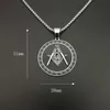 316 Stainless Steel Freemason Masonic Necklace Pendant Silver Gold Black Round Shaped fraternal Association Fraternity Mason Charm Jewelry