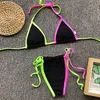 2022 S Candy Colors Hanging Neck Swimwear Patchwork Bandage Swimsuits For Women Two-Piece Bikini Sets