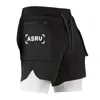 Sommar 2 i 1 Running Sports Shorts män jogga fitness snabb torr kamouflage elastiska gym