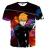 표백제 T 셔츠 남성용 3D 인쇄용 여름 티셔츠 새로운 패션 Anime Tees 반소매 코믹 가족 선물 S-5XL