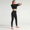 Femmes sans couture ensemble de yoga Fitness Sports Costumes GYM Tissu Yoga Chemises à manches longues Taille haute Running Leggings Pantalons d'entraînement # V MX200329