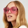 Gafas de sol grandes de gran tamaño redondas para mujer, lentes de diseñador de marca de Color caramelo, gafas de sol Vintage con estilo de océano para verano, gafas de sol rosas y rojas para mujer 1