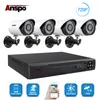 ANSPO 4CH AHD Home Security Kamerasystem Kit wasserdichtes Nachtsicht im Freien IR-CUT DVR CCTV Home Überwachung 720p Schwarz/Weiße Kamera