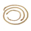 8-мм ювелирные изделия набор 18K желтое золото наполненное женское мужское ожерелье браслет бордюр цепи звена плоский подарок ювелирных изделий