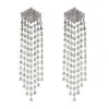 4 Color Long Rhinestone Tassel Earrings Statement Bling Dangle Earring Simple And Elegant For Any Occasion