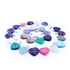Heart Natural Stone Pendants Charms Mix Colors Loose Beads for Bracelets and Necklace DIY Jewelry Making for Women Christmas Gift NO Chain