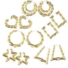 Orecchini a cerchio di lusso Gioielli Forme geometriche multiple Donne etniche Grandi orecchini di bambù placcati oro argento vintage per ragazza Regalo femminile