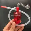 Mini Röd katt oljeriggbong i glas Bägare borosilikat Tecknad vattenoljebrännare rör glasbong med 10 mm glasoljeskål