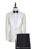 New Style Embossing Groomsmen Shawl Lapel One Button (Jacket+Pants+Tie) Groom Tuxedos Groomsmen Best Man Suit Mens Wedding Suits Bridegroom