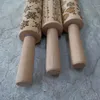 NY JUL ELK PRINT ROLLING PIN BAKEWARE TRÄ LASER -gravering Präglad rullande stift Cookie Dry Noodle Gravering Roller Wholesal9830409