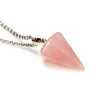 Aplustrade Collana con ciondolo in pietra preziosa naturale Crystal Healing Chakra Reiki Silver Stone Hexagonal Prisme Cone Pendulum Charm Collane