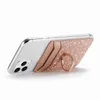 Metalen Vinger Ring Beugel Kaartsleuf 3M Sticker Leer Voor iPhone Meeste Telefoon Bling Glitter Universele Stick On Cash ID Credit Houder Cover Voor Iphone 14 13 S23 S22