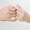 Anel de cor prata estilo simples lua sol ajustável 925 anéis de casal para meninas meninos melhores amigos jóias