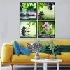 Sans cadre 4 panneaux rose orchidée Zen Yoga photo toile sans cadre impression peinture œuvre mur Art HD impression décoration de la maison