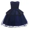 Elegant New Arrival Flower Girls Dresses Children Navy Blue Sleeveless Tulle Party Wedding Dresses Fashion Kids Clothes7015701