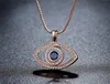 Blue Evil Eye Pendant Necklace Luxury Crystal CZ Clavicle Necklace Silver Rose Gold Jewelry Third Eye Zircon Necklace Fashion Birthday Gift